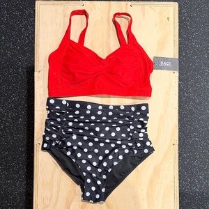 Daci Red and Black Polka Dot Bikini Set